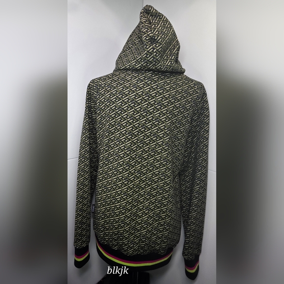 Versace Women's Graffiti Medusa Smiley Face Greca Hoodie *Black/Military* EUC - Picture 6 of 16